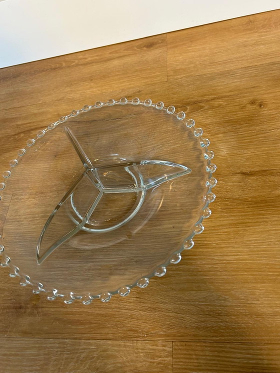 Image 1 of Vintage Serveerschaal Met Kleurloos Glas