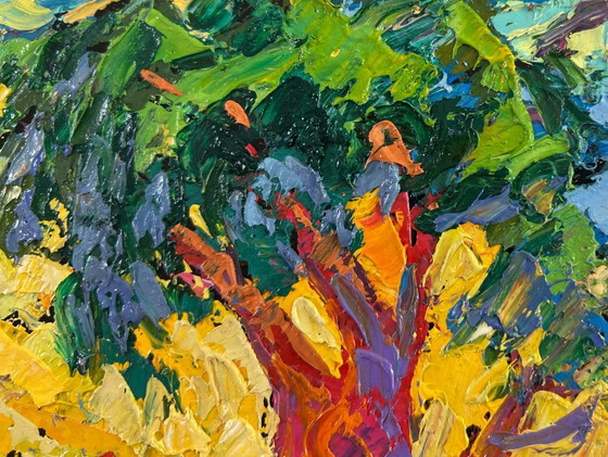 Image 1 of Original Oil Painting Nature Field Landscape A day filled with summer