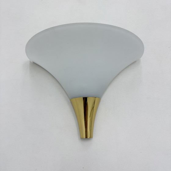 Image 1 of Limburg Glashütte Brass and Glass Wall Lamp Sconce, 1970s
