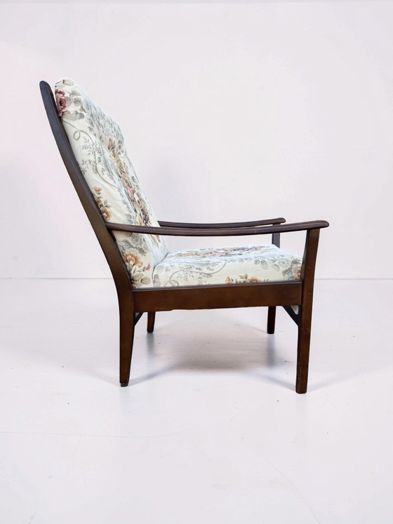 Image 1 of Vintage teak armchair with floral print