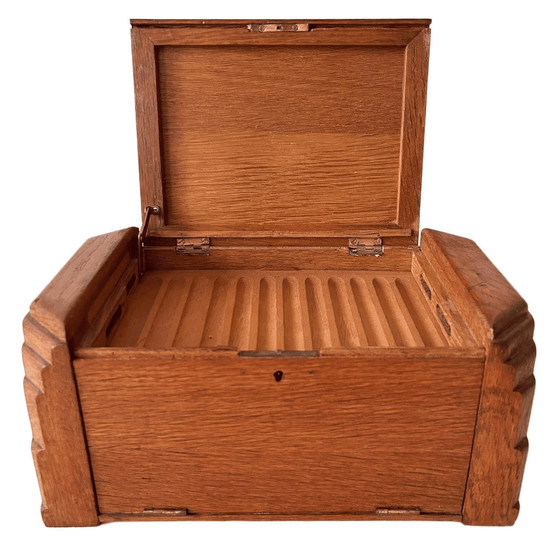 Image 1 of Vintage Amsterdam School cigar box oak Art Deco 1930s