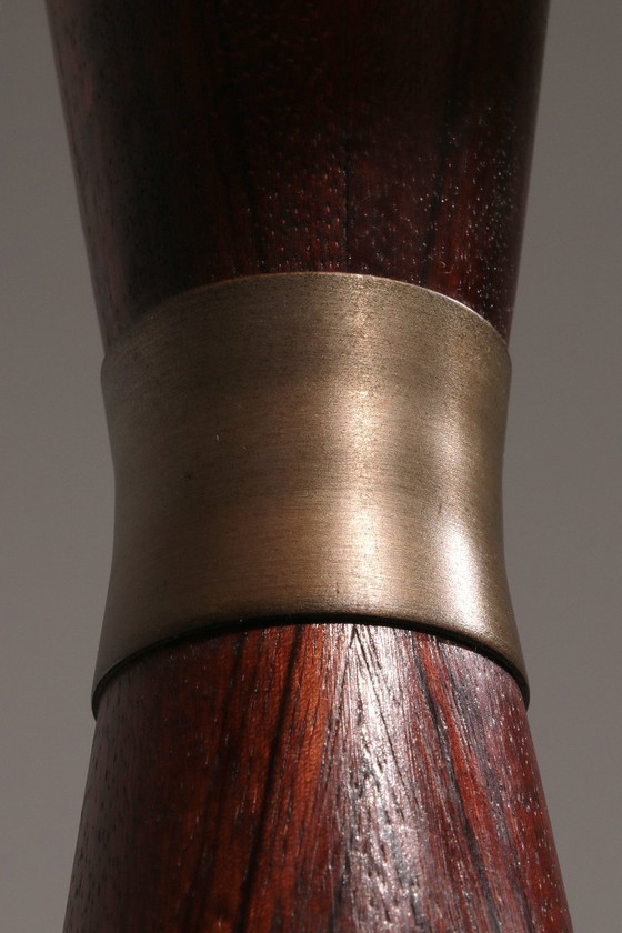 Image 1 of Lampada da terra vintage in teak con paralume in tessuto di Parker Knoll, 1960