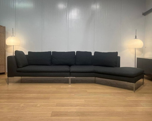 Canapé d'angle Charles de B&B Italia, comme neuf, en laine verte/anthracite