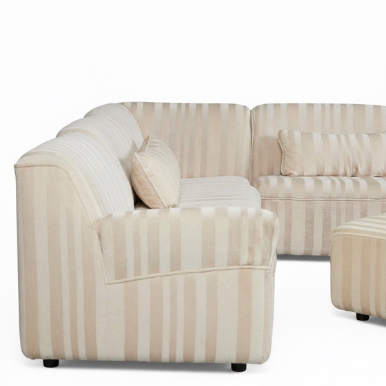 Image 1 of German Modular Sofa Set (10 Pieces) — Wood Frame & Velvety Textile