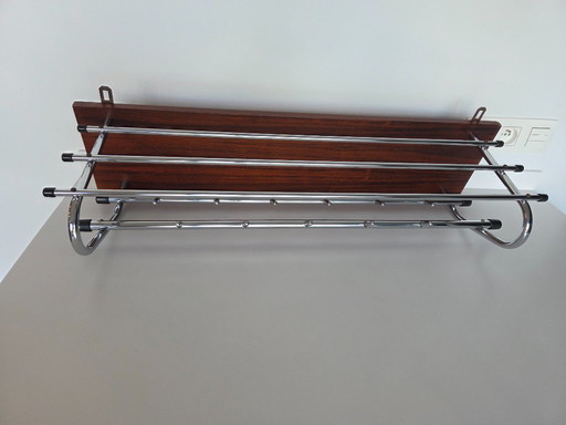 Vintage Kapstok chroom - teak 