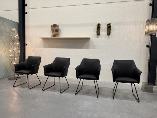 4 Sedie da pranzo Leolux Mara in pelle nera