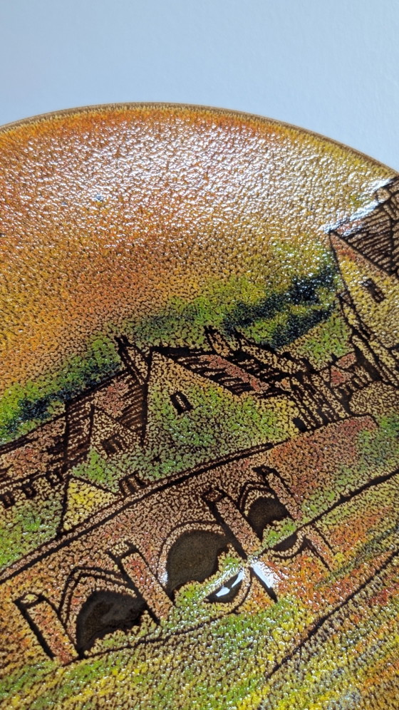 Image 1 of Vintage Poole Pottery 'Aegean' Wandbord – Castle Combe – Ø 35 cm