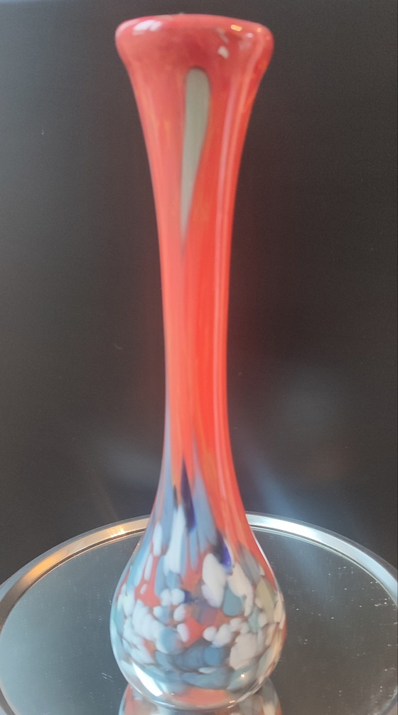 Image 1 of Blown glass soliflore vase ("Spatter Glass") from the 1960s-70s