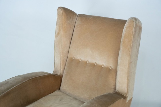 Image 1 of Mid-Century attributed Melchiorre Bega single Armchair in velvet. Italy 1950s