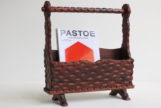 Image 1 of Spaans brutalistisch tijdschriftenrek in smeedijzer, Vintage 1960