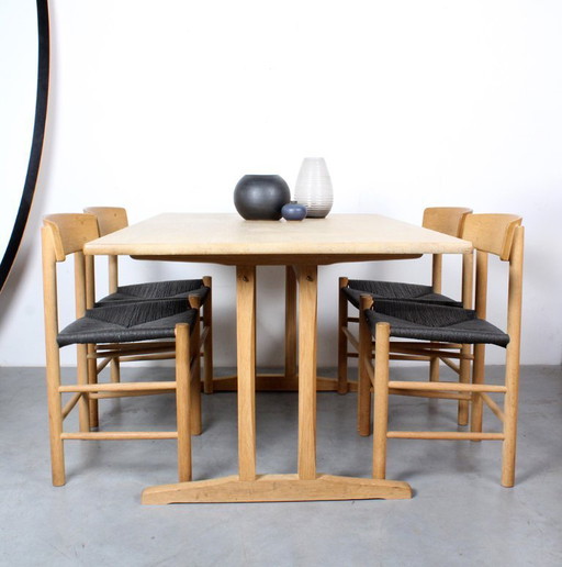 Danish oak dining area (set: table + 4 chairs)