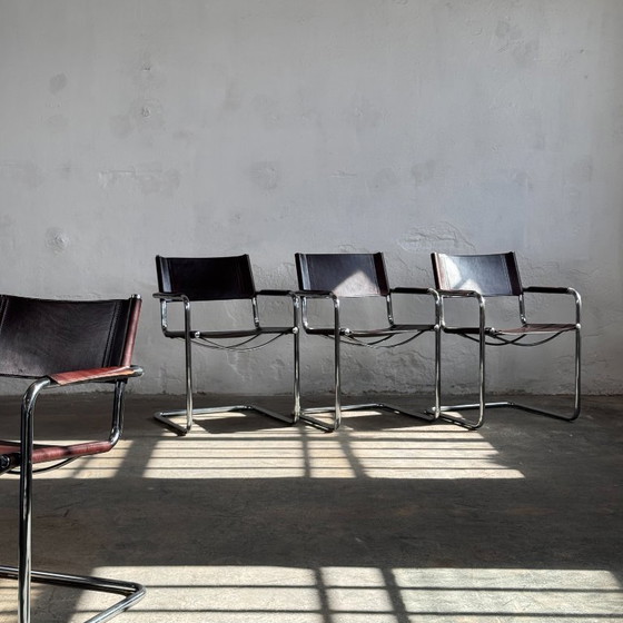 Image 1 of Set of 4 MG5 Leather Chairs by Matteo Grassi, 1970