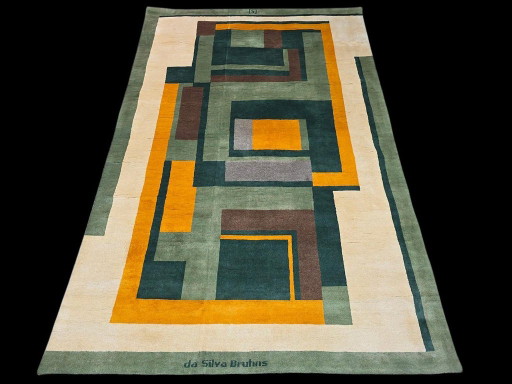 Handgeknoopt wollen tapijt geïnspireerd op Ivan da Silva Bruhns – Geometrisch Art Deco-ontwerp 250x165cm (photo 2 of 8)