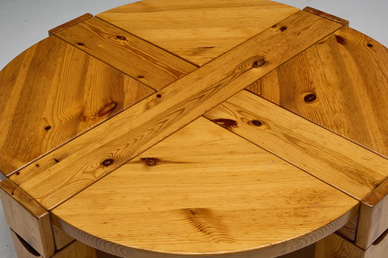 Image 1 of Brutalist Pine Wood Coffee Table, Sweden, 1970s