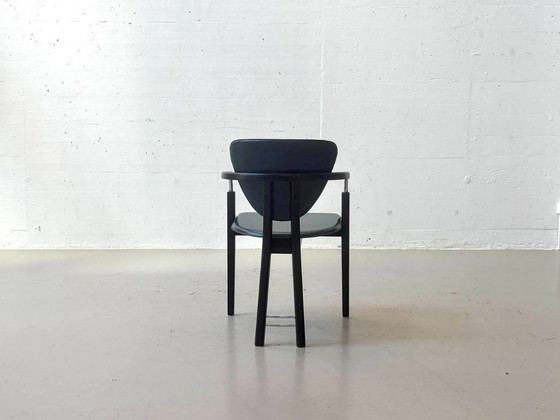 Italian vintage stiletto armchairs in leather, 1980s – Side chairs (photo 13 of 13)