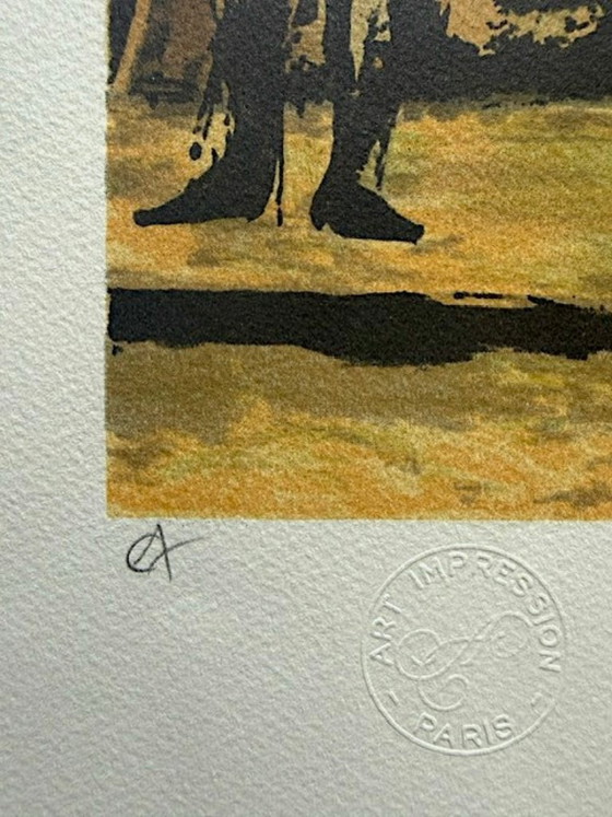 Image 1 of Litografia originale "Composizione con manifesti e graffiti" - Scuola francese del XX secolo
