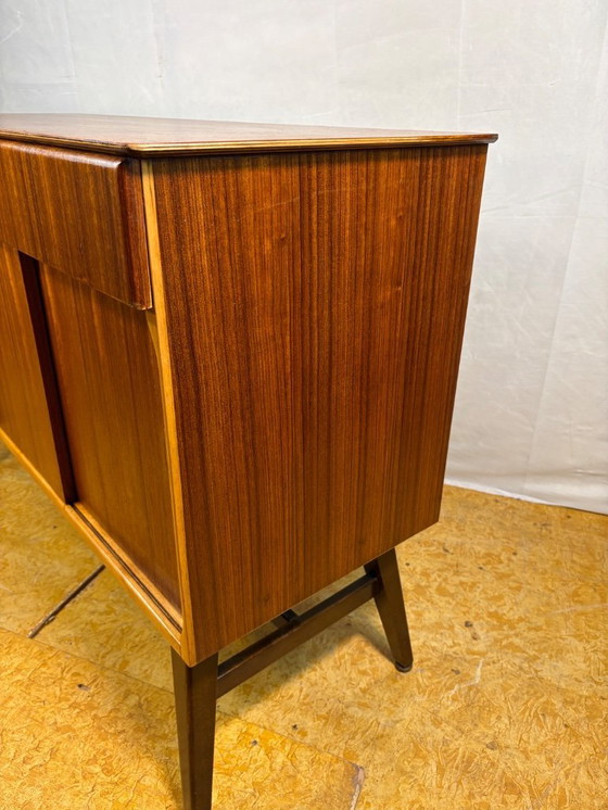Image 1 of Mid-Century Retro Vintage Teak Cocktail Credenza / Sideboard by Beautility 1950  Elegant Cocktail Cabinet • Exceptional Teak Gra