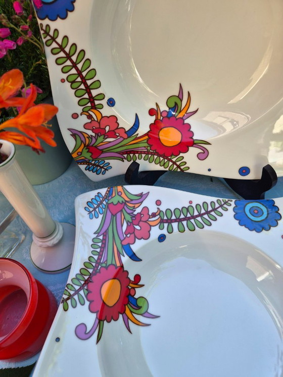 Image 1 of 2x Acapulco New Wave Villeroy & Boch, Large Deep Plate 27x27cm.