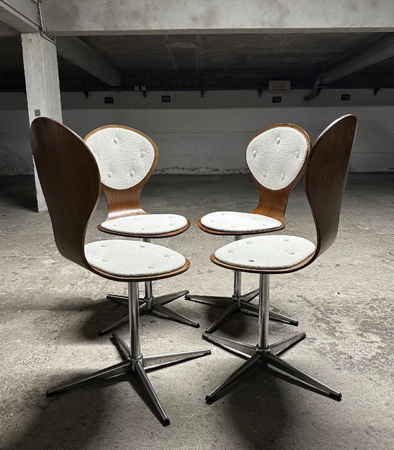 Image 1 of Set di 4 sedie vintage in legno curvato e impiallacciato in palissandro di Elmar Flötotto, Germania 1960