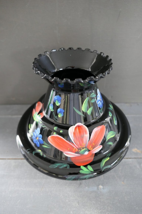 Image 1 of Art Deco Booms jarrón de cristal negro