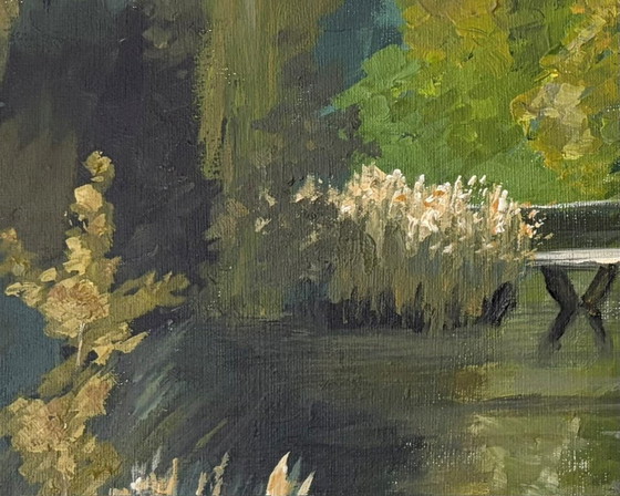 Image 1 of On My Way to School I – Landscape with bridge | Acrylic on canvas