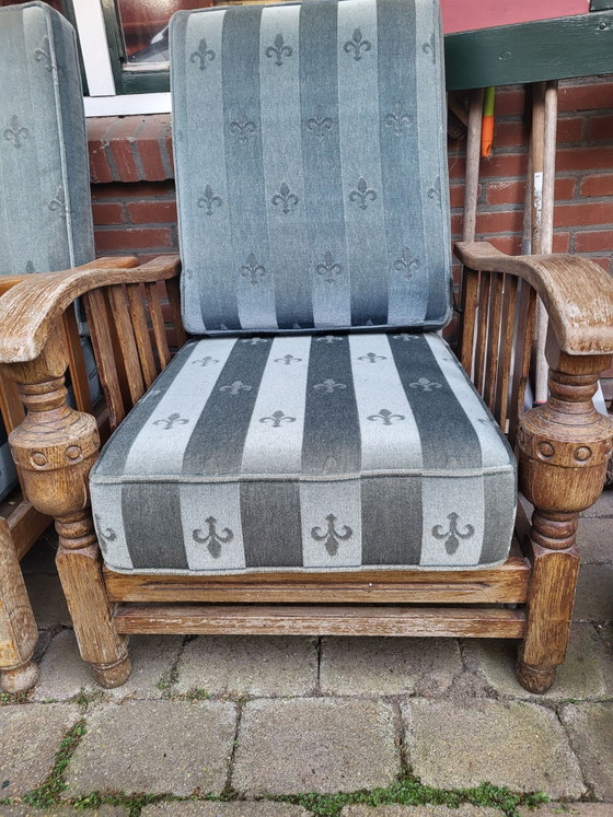 2 vintage rookfautueils – Fauteuils, Textiel, Hout (photo 3 of 5)