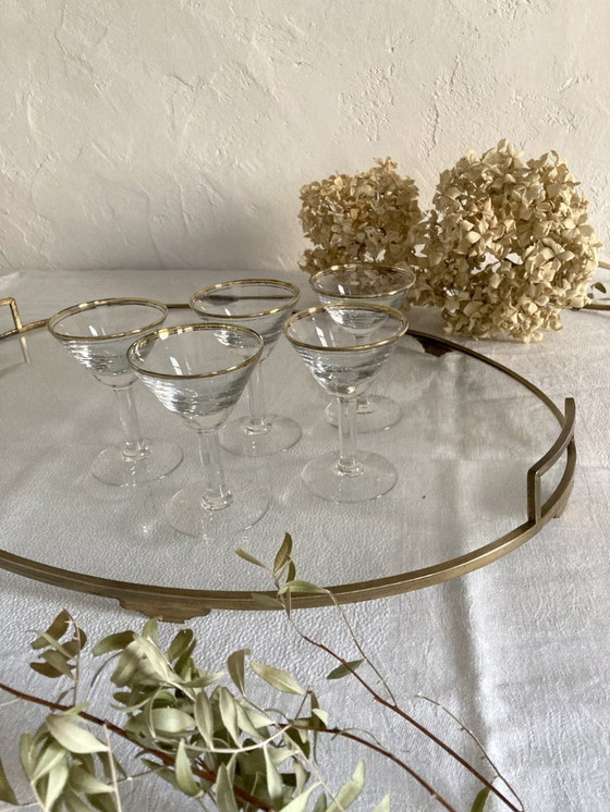 Image 1 of Oval glass and brass serving tray, late 19th - early 20th century