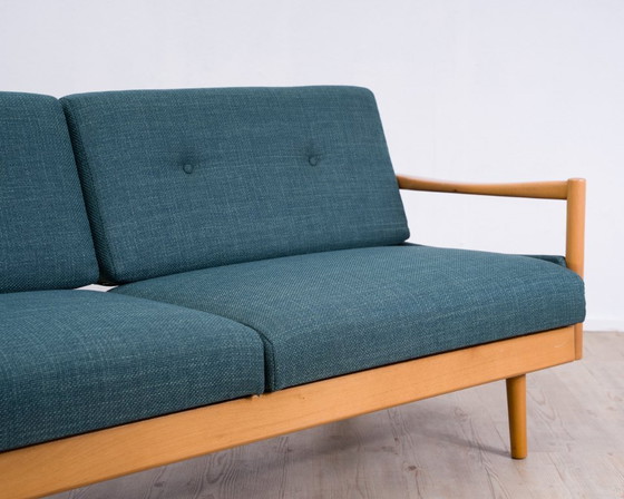 Image 1 of Sofá/diván "Stella" de los años 60, una pieza rara fabricada en madera maciza de haya por Walter Knoll.