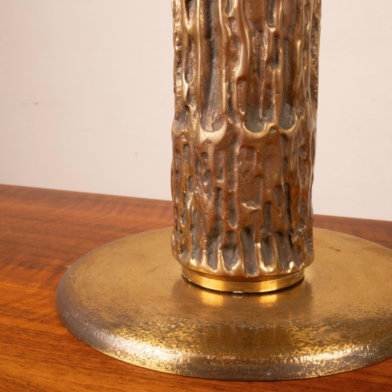 Luciano Frigerio Brutalistische italienische Messinglampe 1970 – Tischlampen, Brass, Italian Design (photo 15 of 18)