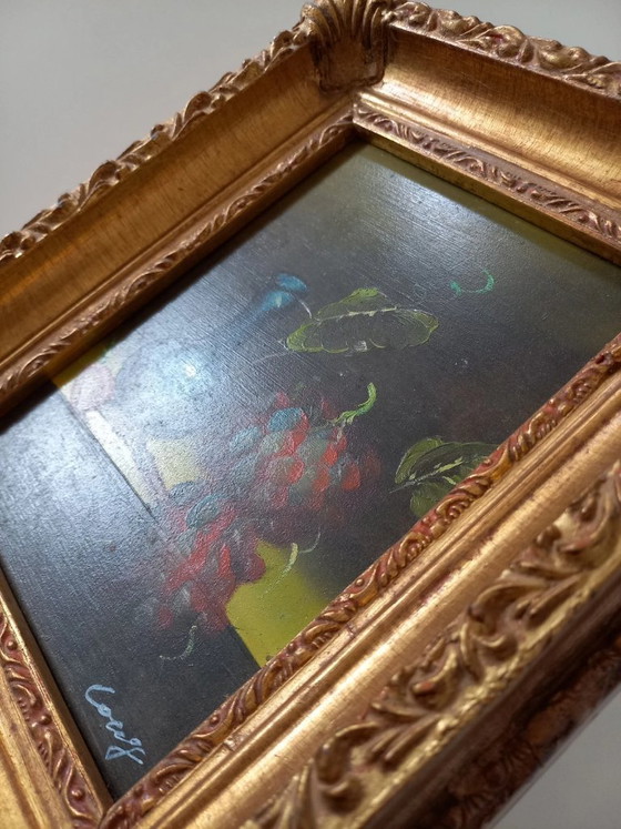 Image 1 of ORIGINAL Ölgemälde auf Karton inkl. Rahmen | Stillleben/Weintrauben | Signiert