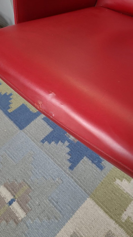 Image 1 of Poltrona girevole Bodafors-Verken in similpelle rossa, Svezia, anni '70