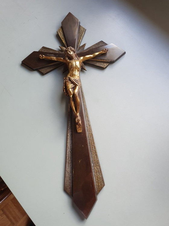 French Art Deco Crucifix – Decorative Objects, Bronze, Metal (photo 4 of 5)