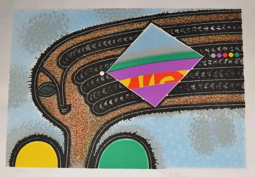 Anton Cetin (Born in 1936) “Face With Long Braids” Lithograph Signed and Numbered 17/150.
