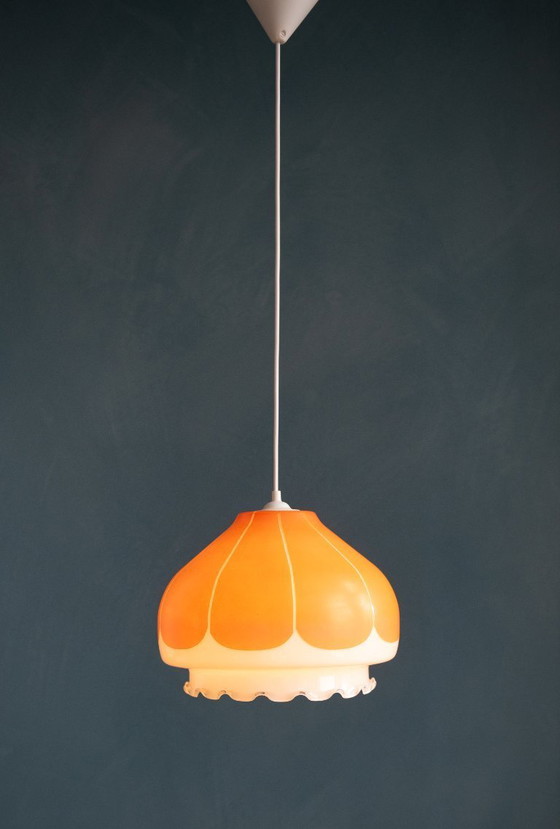 Image 1 of Lámpara colgante retro de cristal naranja