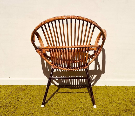 Image 1 of Pair of small rattan Noordwolde armchairs ~ Vintage 60s