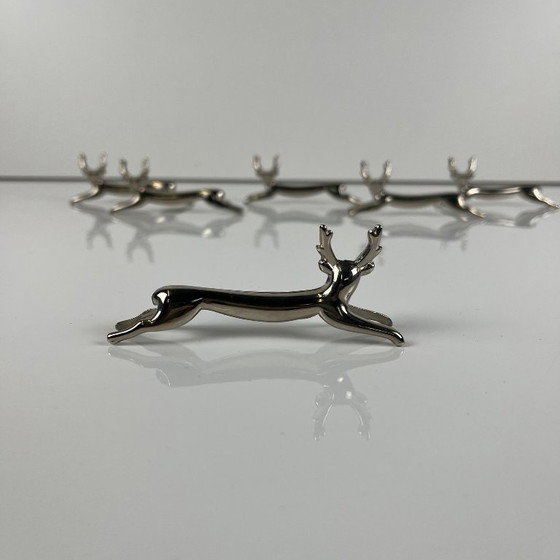 Set of 6 Metal Knife Rests, "Deer / Reindeer" model, 1980-90, Table accessories, Silver (photo 3 of 6)