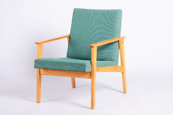 Pair of Restored Mid-Century Armchairs, by Jitona Soběslav, Beech, Czech. 1960s – Textile, Wood (photo 11 of 12)
