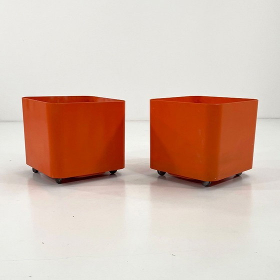 Image 1 of Jardinière à roulettes Orange Dime de Marcello Siard pour Longato, années 1970