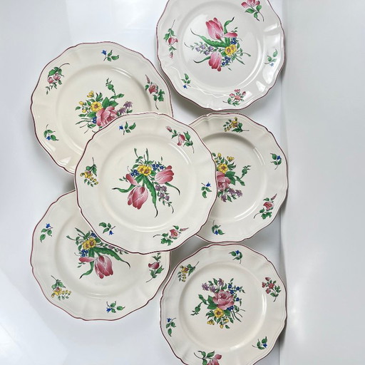 Set van 6 KG Luneville dinerborden - Réverbère model