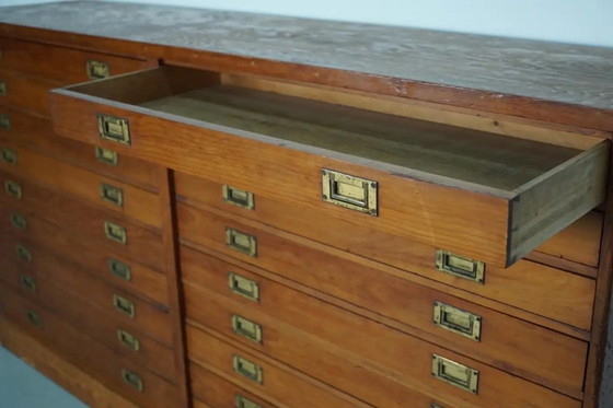 Image 1 of Mobiletto da farmacia/armadietto da disegno inglese in pino silvestre, inizio XX secolo