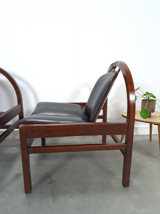 Image 1 of Ensemble de fauteuils en cuir noir Argos, Baumann France