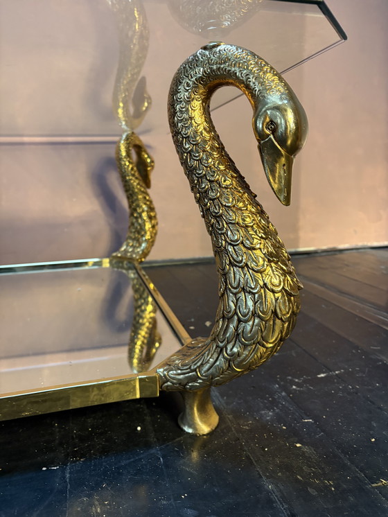 Image 1 of Vintage Hollywood Regency salontafel met zwanenpoten
