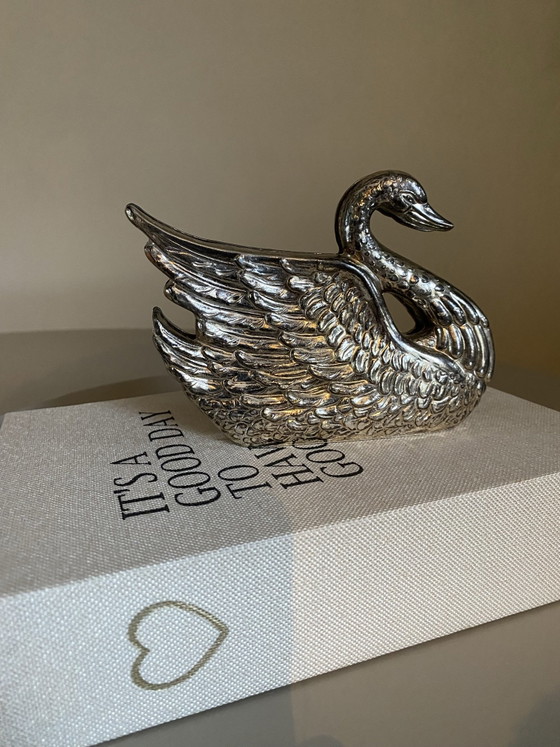 Versilberter Schwan Serviettenhalter, Tischdekoration, Metall (Foto 2 von 8)
