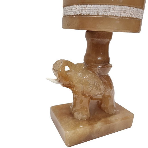 Image 1 of Vintage alabaster table lamp with elephant, 1960s