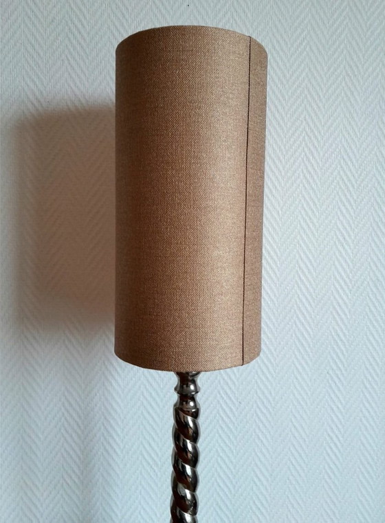Image 1 of 2x silver metal twisted column lamps