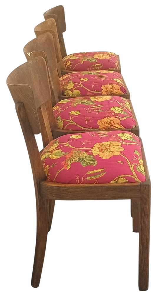 Image 1 of 4 chaises en chêne de style campagnard de la marque Lübke