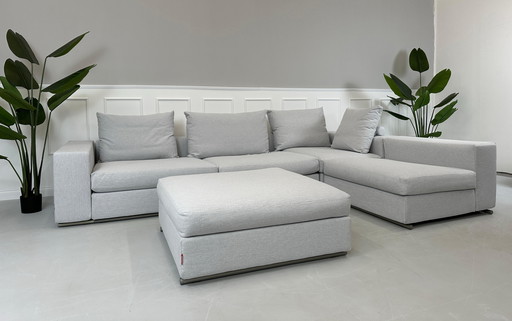 Flexform Groundpiece designer sofa fabric gray couch corner sofa