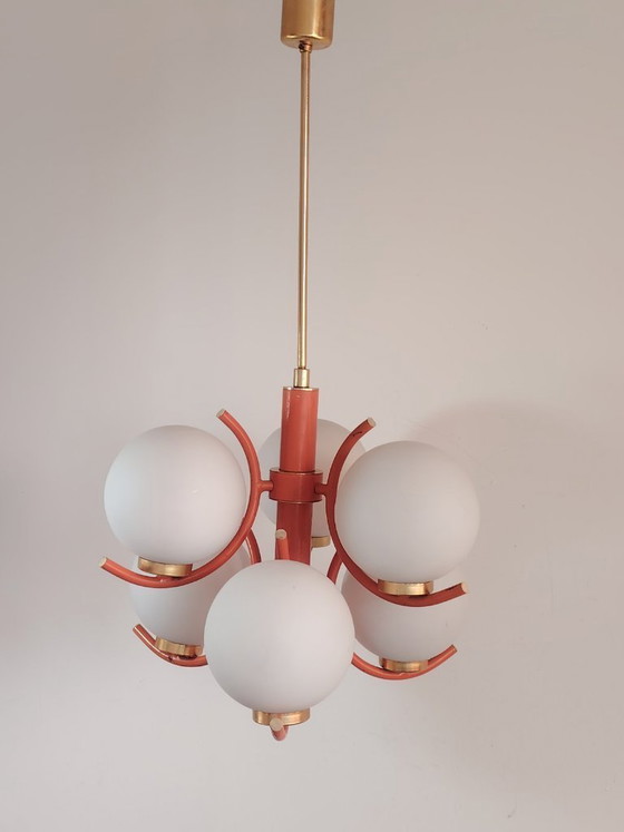 Image 1 of Lampe suspendue futuriste Spoutnik de l'ère spatiale, attribuée à Richard Essig