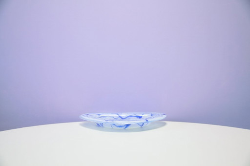 vintage blauwe glazen schaal swirl