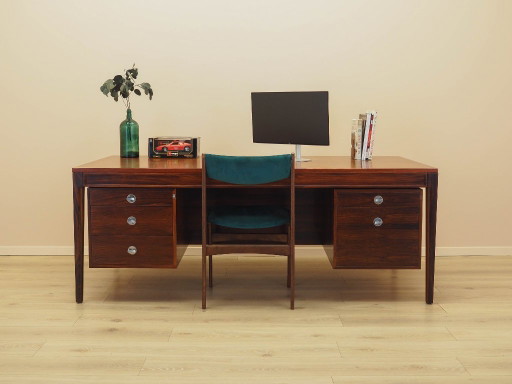 Escritorio Diplomat de palisandro, diseño danés, década de 1970, diseñador: Finn Juhl, fabricante: France & Son